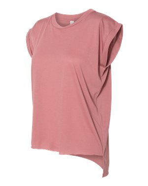 Ladies’ Rolled Cuff Flowy Muscle T-Shirt